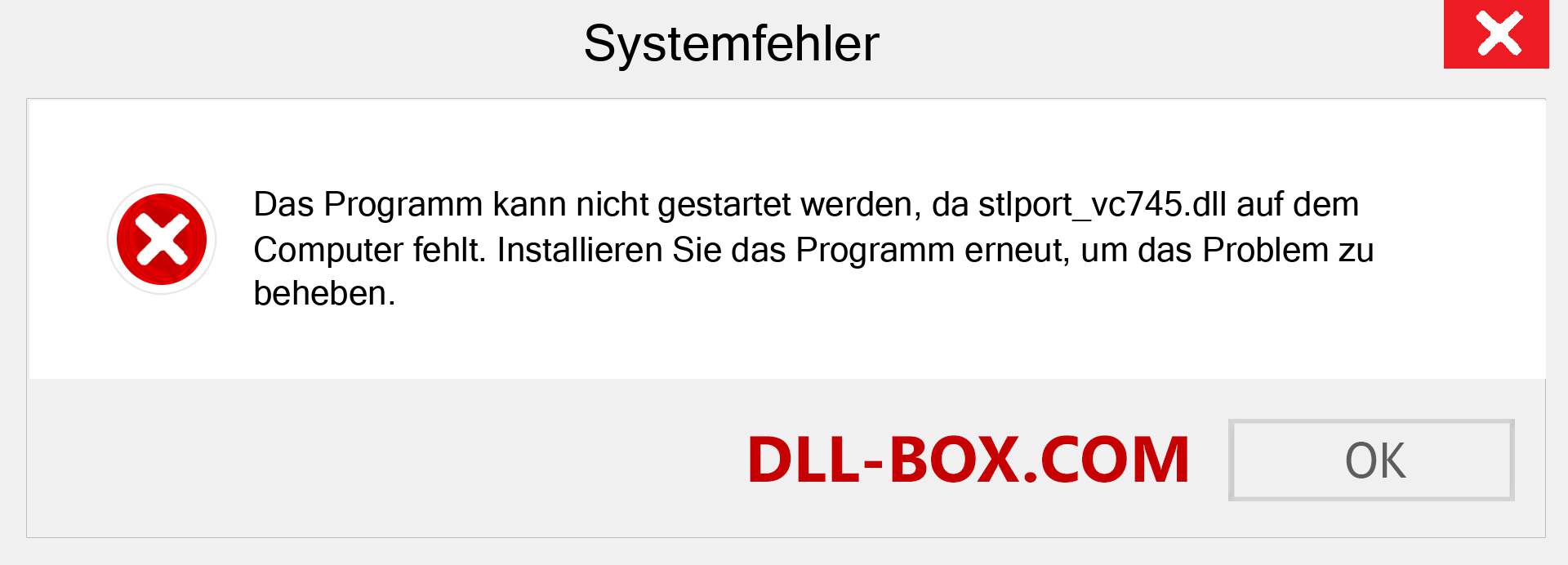 stlport_vc745.dll-Datei fehlt?. Download für Windows 7, 8, 10 - Fix stlport_vc745 dll Missing Error unter Windows, Fotos, Bildern